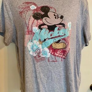Disney Mickey Mouse Gray Tee with Blue and Red Highlights